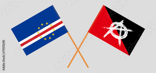 Crossed flags of Cape Verde and anarchy. Official colors. Correct proportion