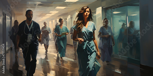 Hospital Hall Doctor Blur Motion. photo