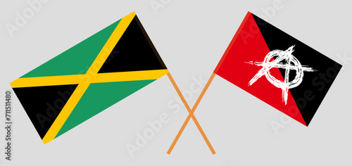 Crossed flags of Jamaica and anarchy. Official colors. Correct proportion