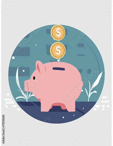 Salvadanaio vettoriale economia risparmio finanziario