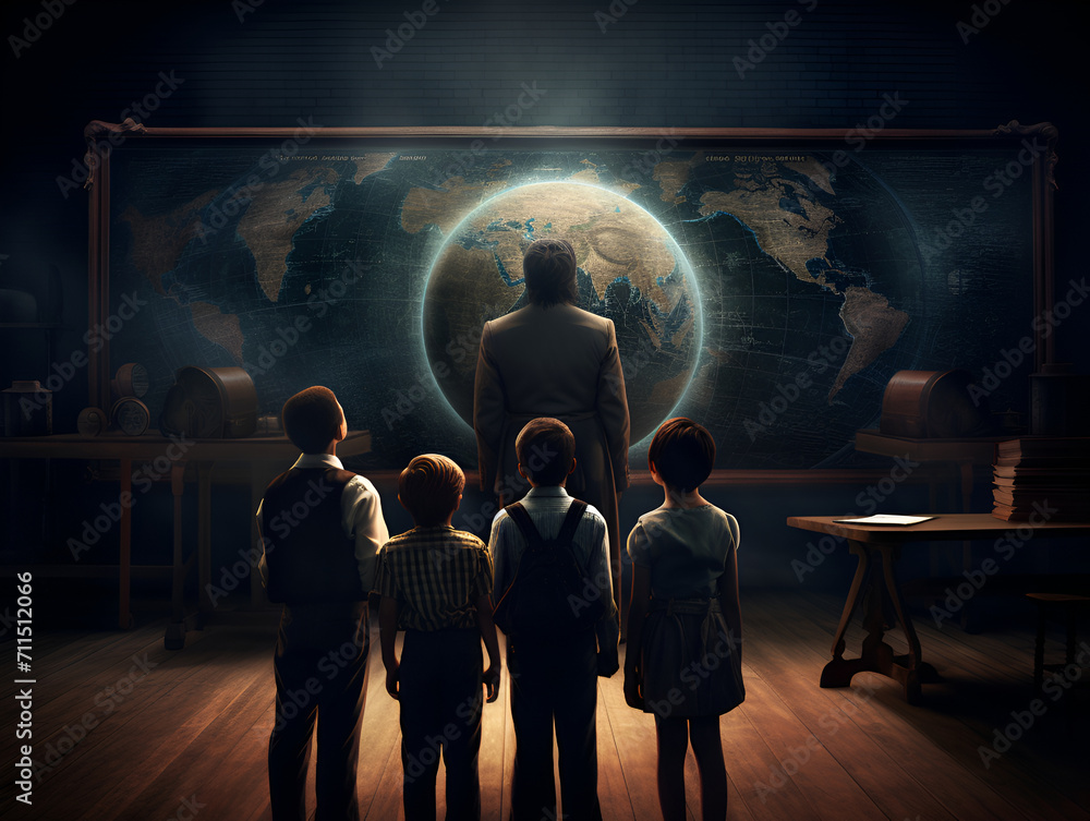 Students near the blackboard with the teacher. lessons, education. New. Knowledge, interest. Blank blackboard. class. school. Educational process, space for text Students near the blackboard with the teacher. lessons, education. New. Knowledge, interest. Blank blackboard. class. school. Educational process, space for text