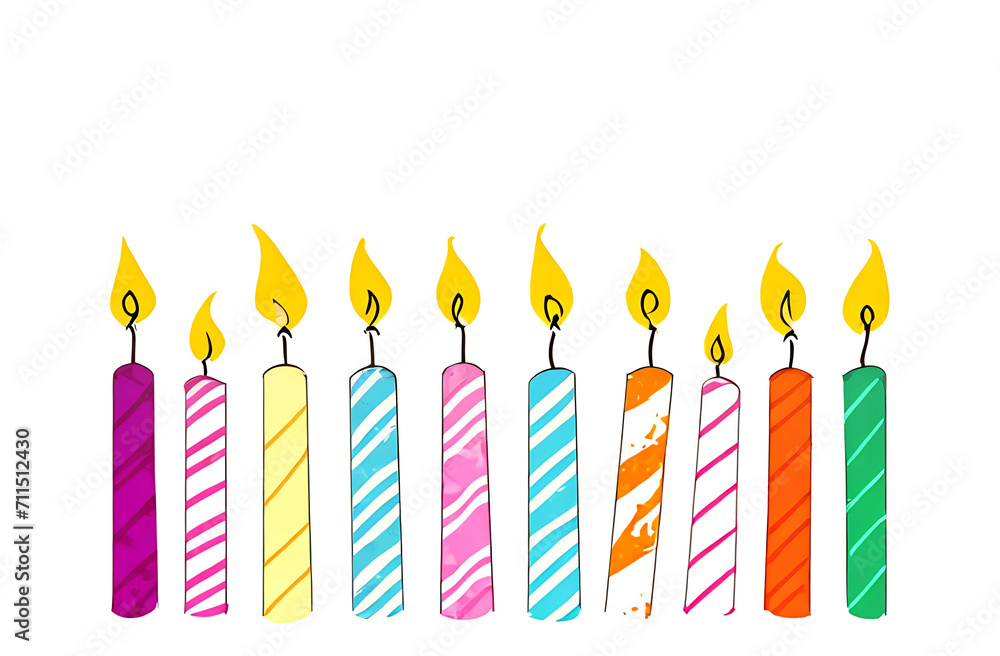 Birthday colorfull candles on white background postcard Birthday colorfull candles on white background postcard