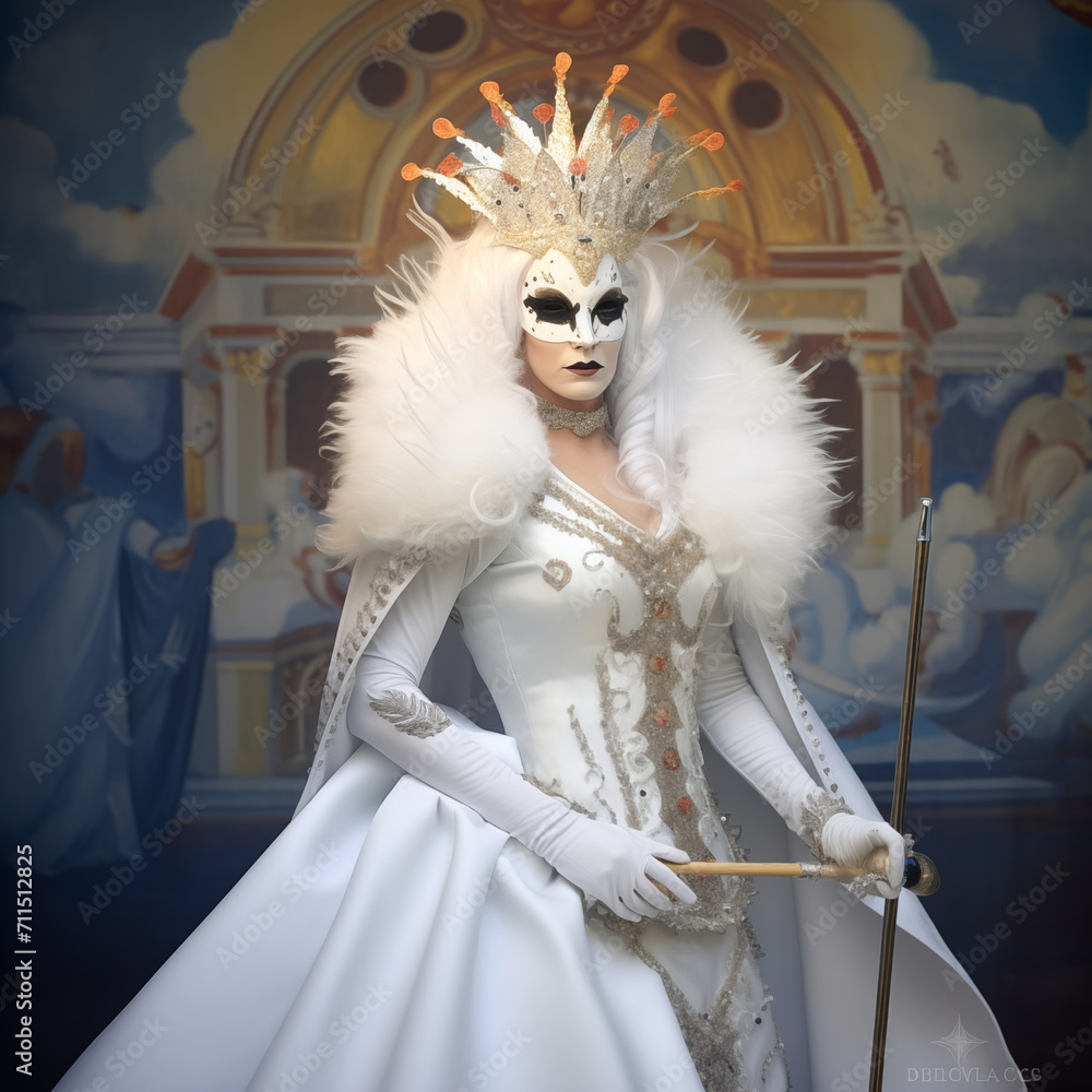 A model dressed as snow queen as a mask for the Venice carnival A model dressed as snow queen as a mask for the Venice carnival