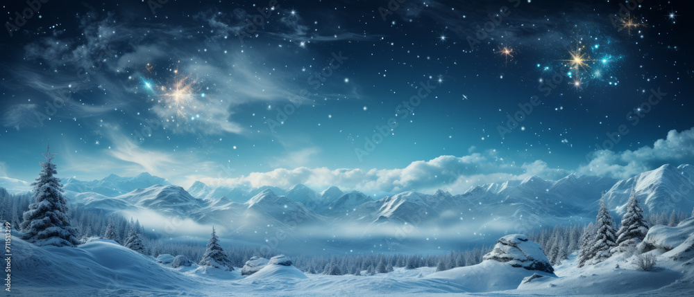 Enchanted Winter Night Sky with Snowflakes Enchanted Winter Night Sky with Snowflakes