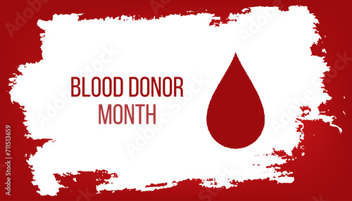 National Blood Donor Month concept. Banner with glowing low poly white blood drop on red background. Vector illustration.