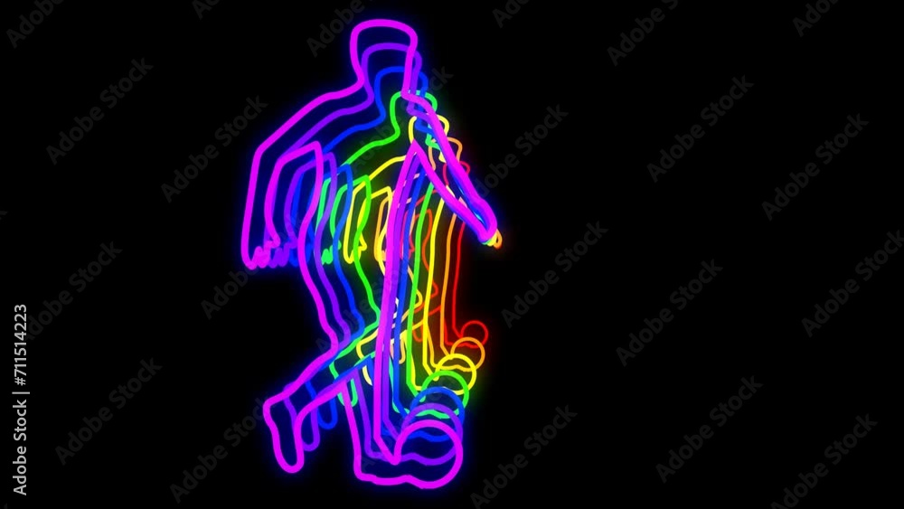 3D Colorful Neon Football Player Animation 4 3D Colorful Neon Football Player Animation 4