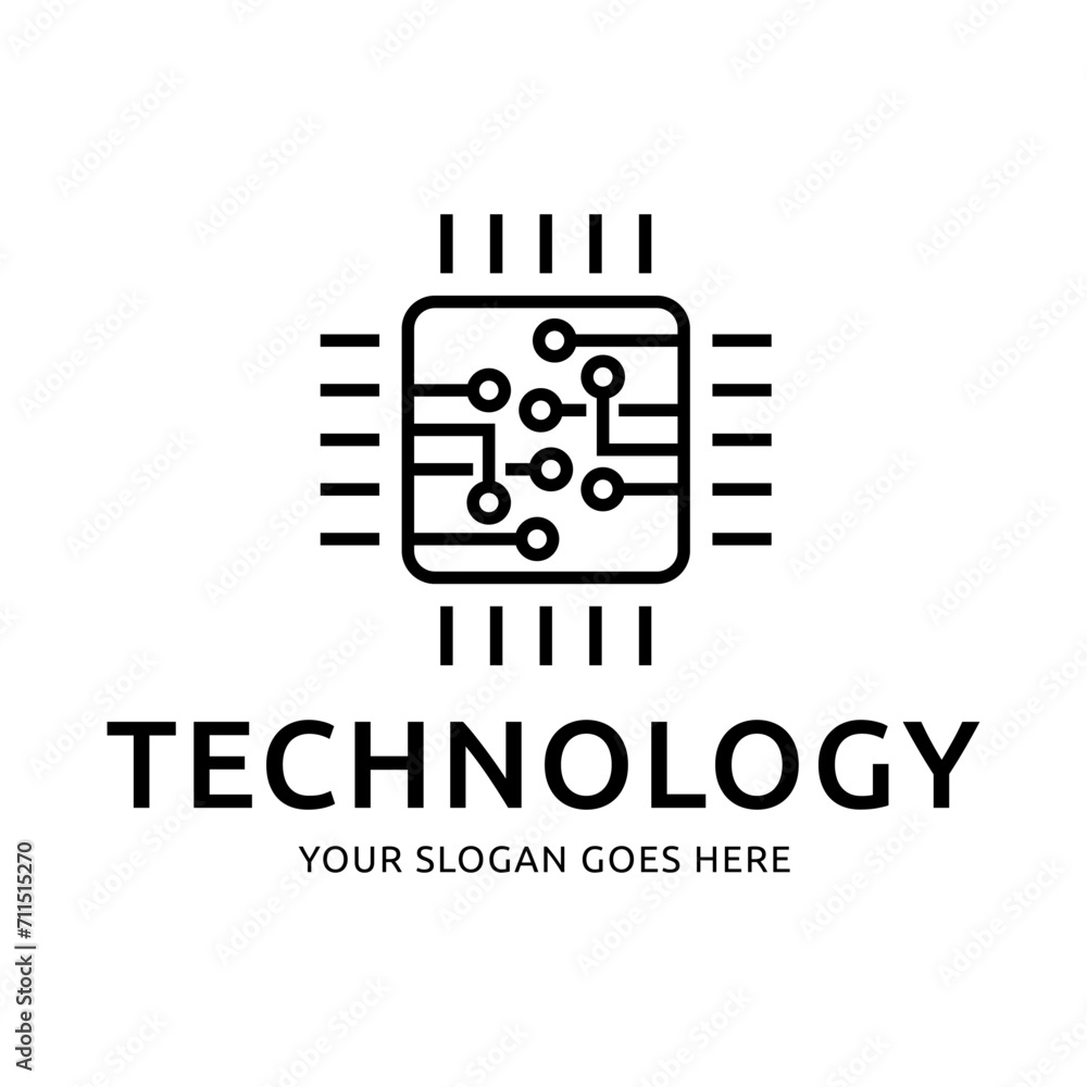 Processor logo icon. Processor circuit vector Processor logo icon. Processor circuit vector