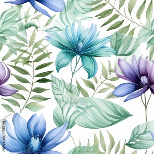 Watercolor floral seamless pattern. Repeating pattern for wallpaper  fabric  packaging design.