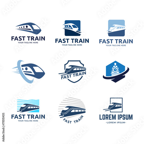speed train logo template, stylized vector symbols set