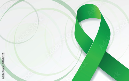 Glaucoma Awareness Month concept. Banner with green ribbon awareness and text. Vector illustration.