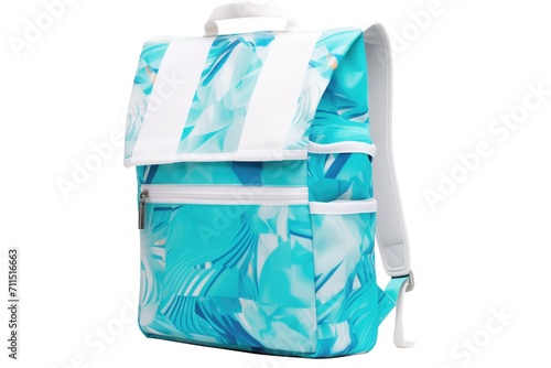 teal backpack with padded straps, threequarter view, white photo