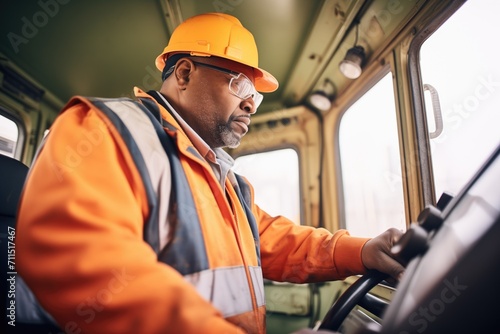 locomotive engineer driving a cargo train