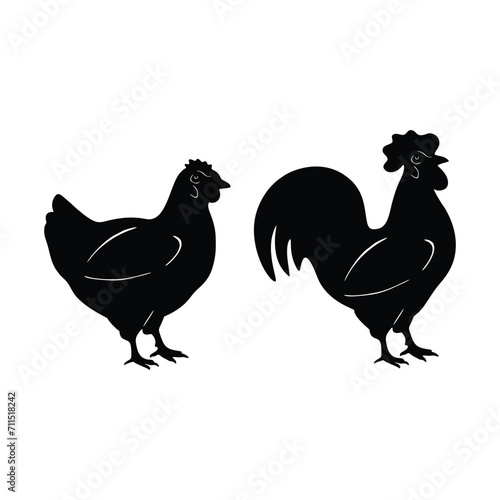 hen, broiler, chicken silhouettes vector illustrator