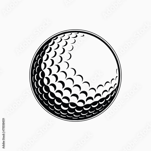 Vector Golf Ball - Black and White Isolated Icon