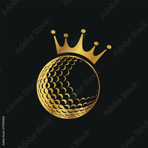 King golf vector logo design. Golf ball with crown vector