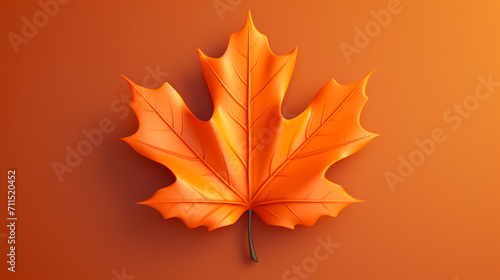 3d vector illustration of orange autumn maple leaf