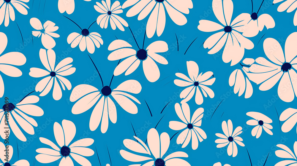 seamless print background with blue and white flowers - Seamless tile. Endless and repeat print. seamless print background with blue and white flowers - Seamless tile. Endless and repeat print.