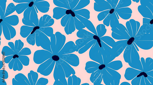 seamless print background with blue and white flowers - Seamless tile. Endless and repeat print.