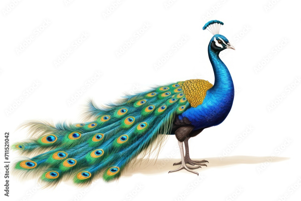 Fototapeta premium Peacock isolated on a white background