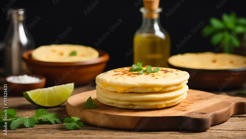 Delicious arepas in the kitchen Delicious arepas in the kitchen