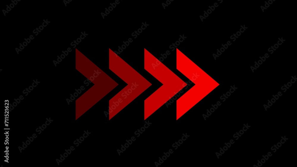 Red neon arrow with glowing effect. arrow sign, Safety type. 3D rendering, realistic isolated neon sign of Arrow logo decoration and template covering on the black background. - obrazy, fototapety, plakaty 