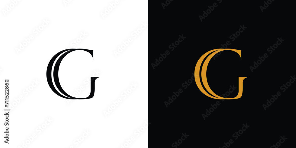 Unique and luxury  letter G  initials logo design - obrazy, fototapety, plakaty 