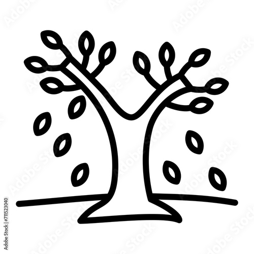 Autumn Tree Leafs Line icon