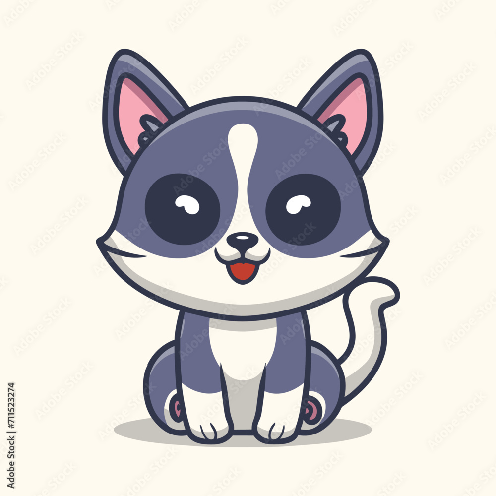 Cute Cat Flat Vector Illustration, Cat Vector Character Design Cute Cat Flat Vector Illustration, Cat Vector Character Design