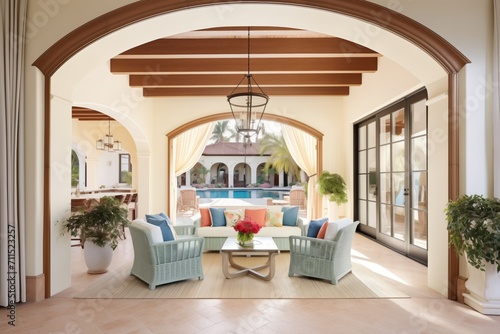arched loggia in a mediterranean style mansion photo