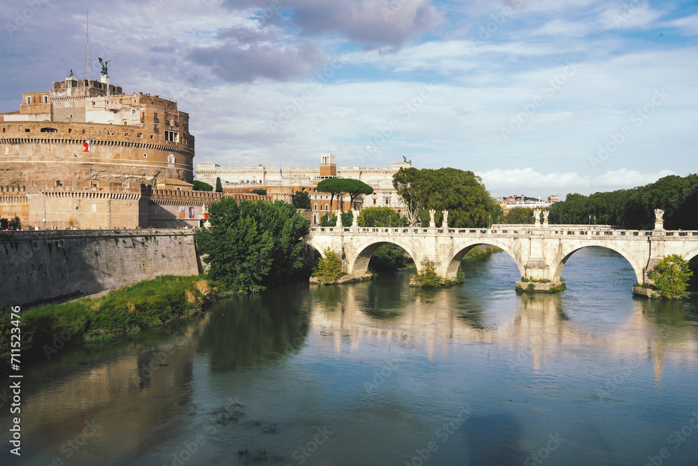Ponte Vittorio Emanuele bridge across the Tiber River in Rome