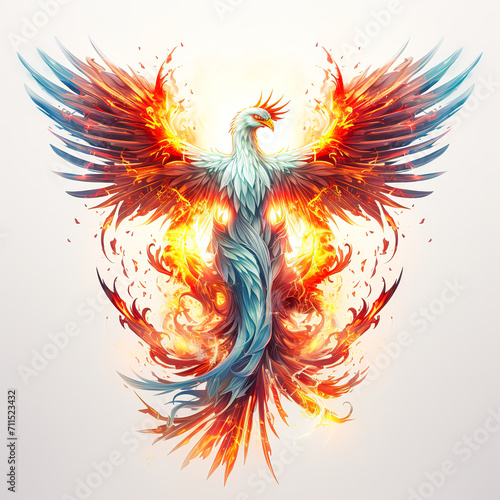 Surreal 3d graphic of a cybernetic phoenix for printing