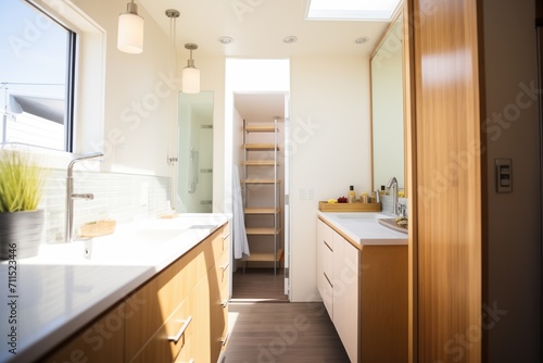 interior shot of a bathroom in a sleek tiny home