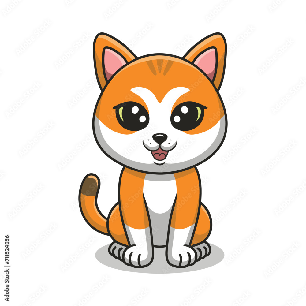 Cute Cat Flat Vector Illustration, Cat Vector Character Design Cute Cat Flat Vector Illustration, Cat Vector Character Design