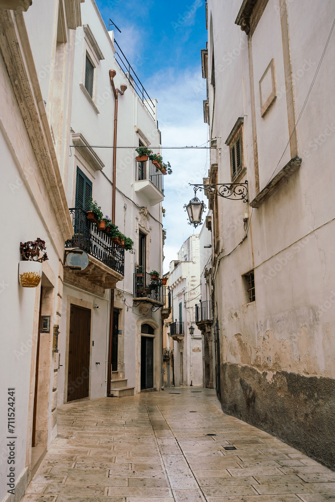 Typical streetscape of Puglia in Italy