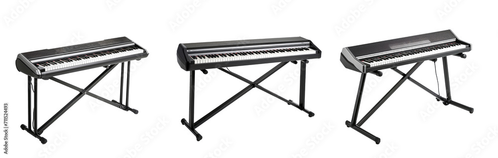 digital portable piano on stand isolated on white background digital portable piano on stand isolated on white background