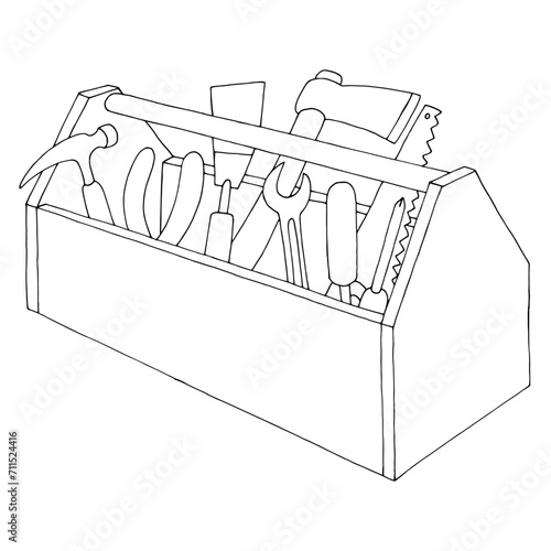 Tool box black white isolated graphic illustration vector