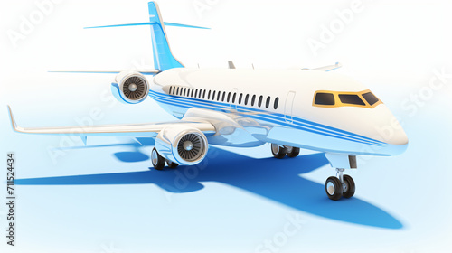 3D White Glossy Commercial Jet Airplane render cartoon