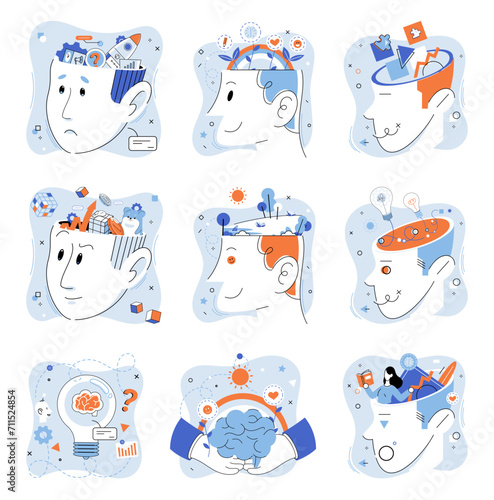 Mindset. Vector illustration. Learning is transformative process fosters personal growth Motivation and inspiration are essential for creative thinking Developing growth mindset leads to improved