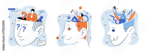 Abstract thinking. Vector illustration. The abstract thinking concept encourages us to delve into underlying principles and meanings behind ideas Conceptual understanding provides framework