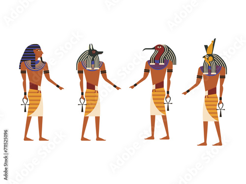 Vector illustration of ancient Egypt Pharaoh four pack.