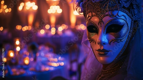 carnival mask person in the hall in the night © IBRAHEEM'S AI