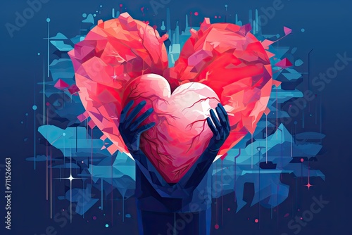hand hold abstract heart illustration