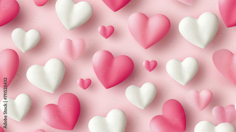White and pink hearts of different dimensions. Love, passion, Valentine's Day wallpaper