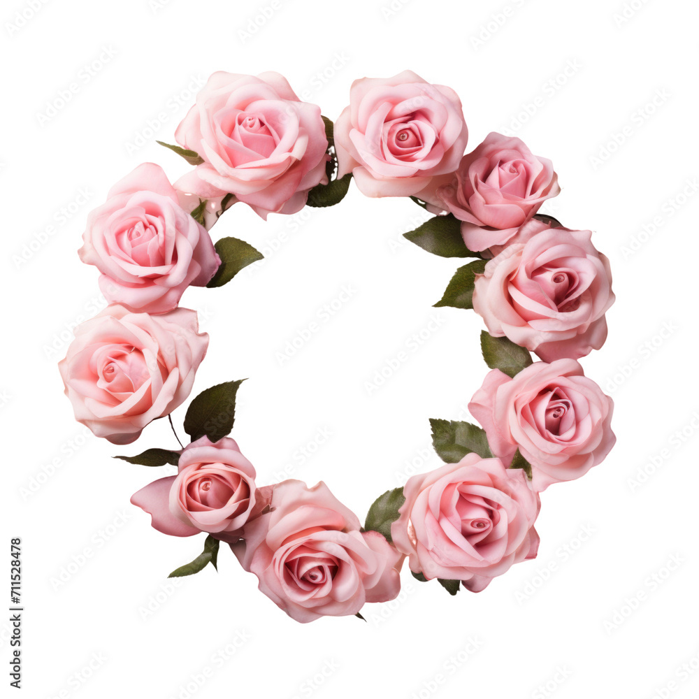 Rose wreath in transparent background
