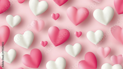 White and pink hearts of different dimensions. Love, passion, Valentine's Day wallpaper