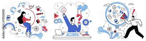 Brainstorming session vector illustration. A brainstorming session is forge where ideas are molded into steel project development Breakthroughs are stars shining in night sky successful brainstorming