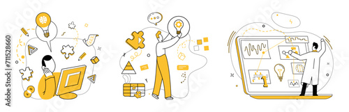 Conceptual innovation vector illustration. Success blossoms where inspiration and conceptual innovation concept converge In garden thoughts, seeds conceptual innovation grow into solutions