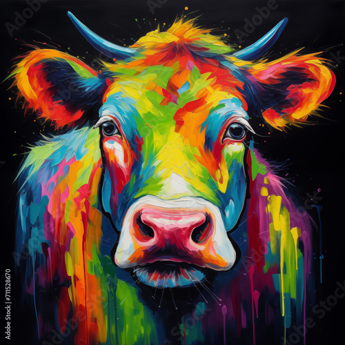 Close up of a colorful bull
