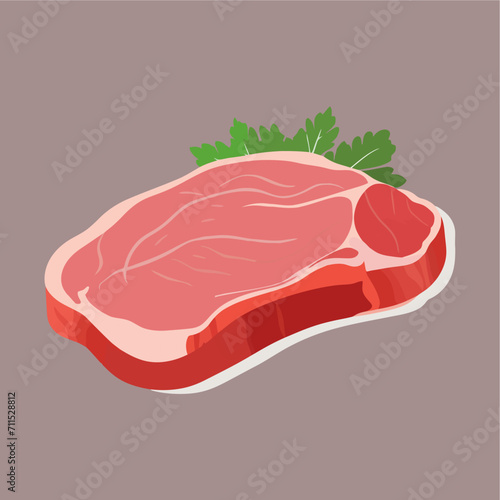 raw meat for steak flat vector