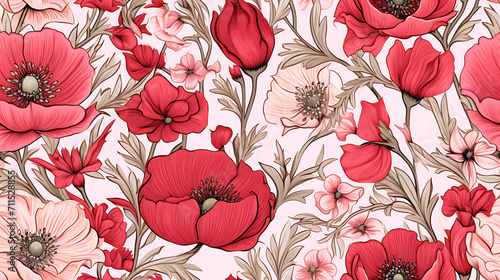 seamless pattern with flowers - Seamless tile. Endless and repeat print.